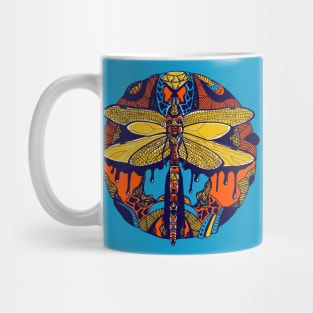 Orange Blue Circle of the Dragonfly Mug